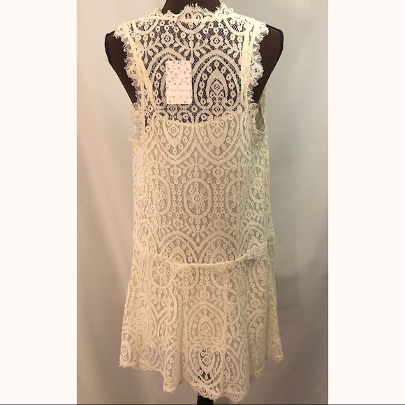 FREE PEOPLE Lace Mini Dress "Heart in Two", Ivory - Picture 6 of 8